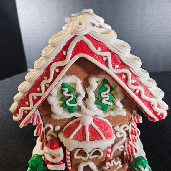 Claydough Light Up LED, Gingerbread House With Santa And Reindeer 9" Tall - Picture 4 of 14